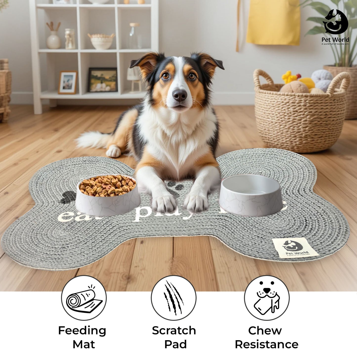 Tailworld Bone Shape Cotton pet mat- eat, play, love