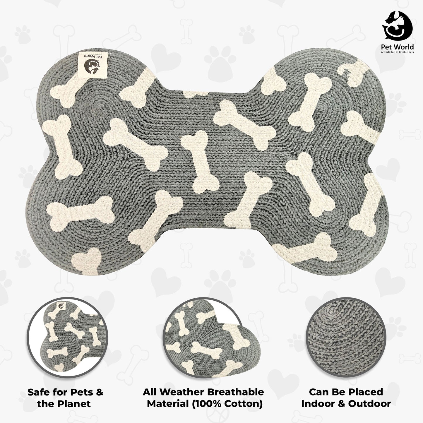 Tailworld Bone Shape Cotton pet mat- bones