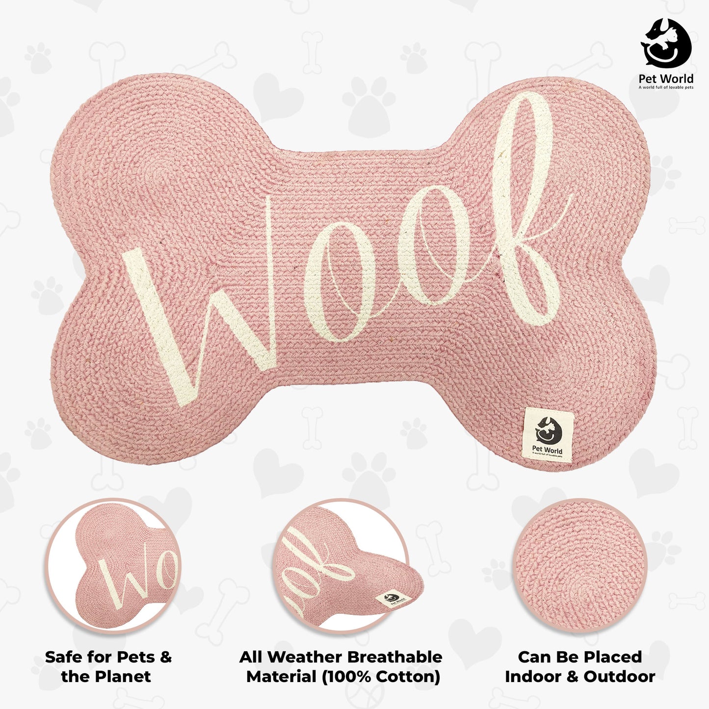 Tailworld Bone Shape Cotton pet mat- Woof