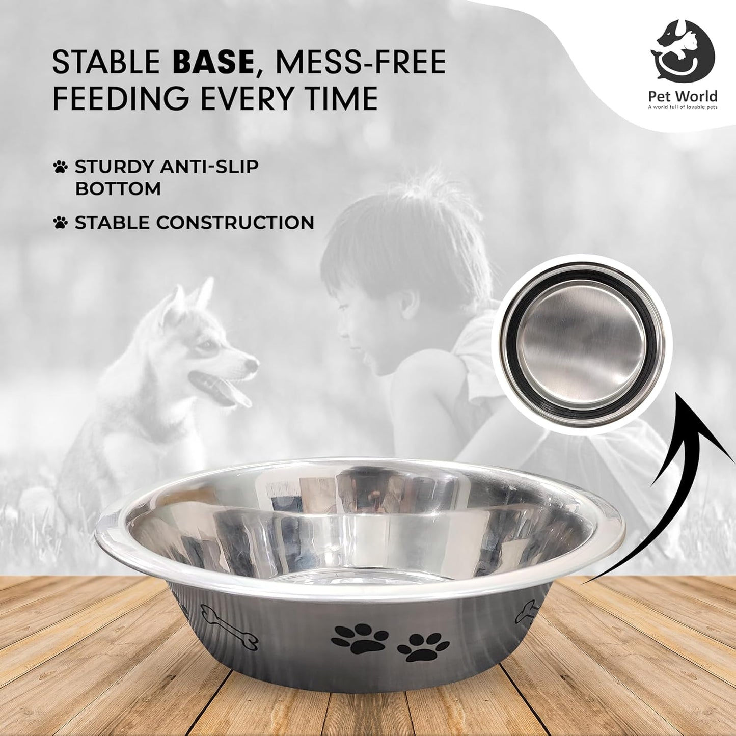 Sturdy base dog food bowl