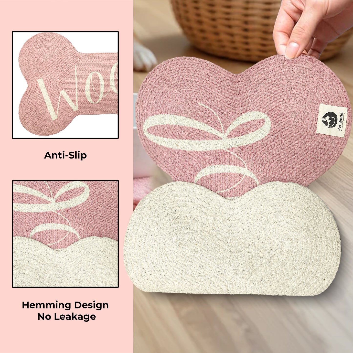 Tailworld Bone Shape Cotton pet mat- Woof