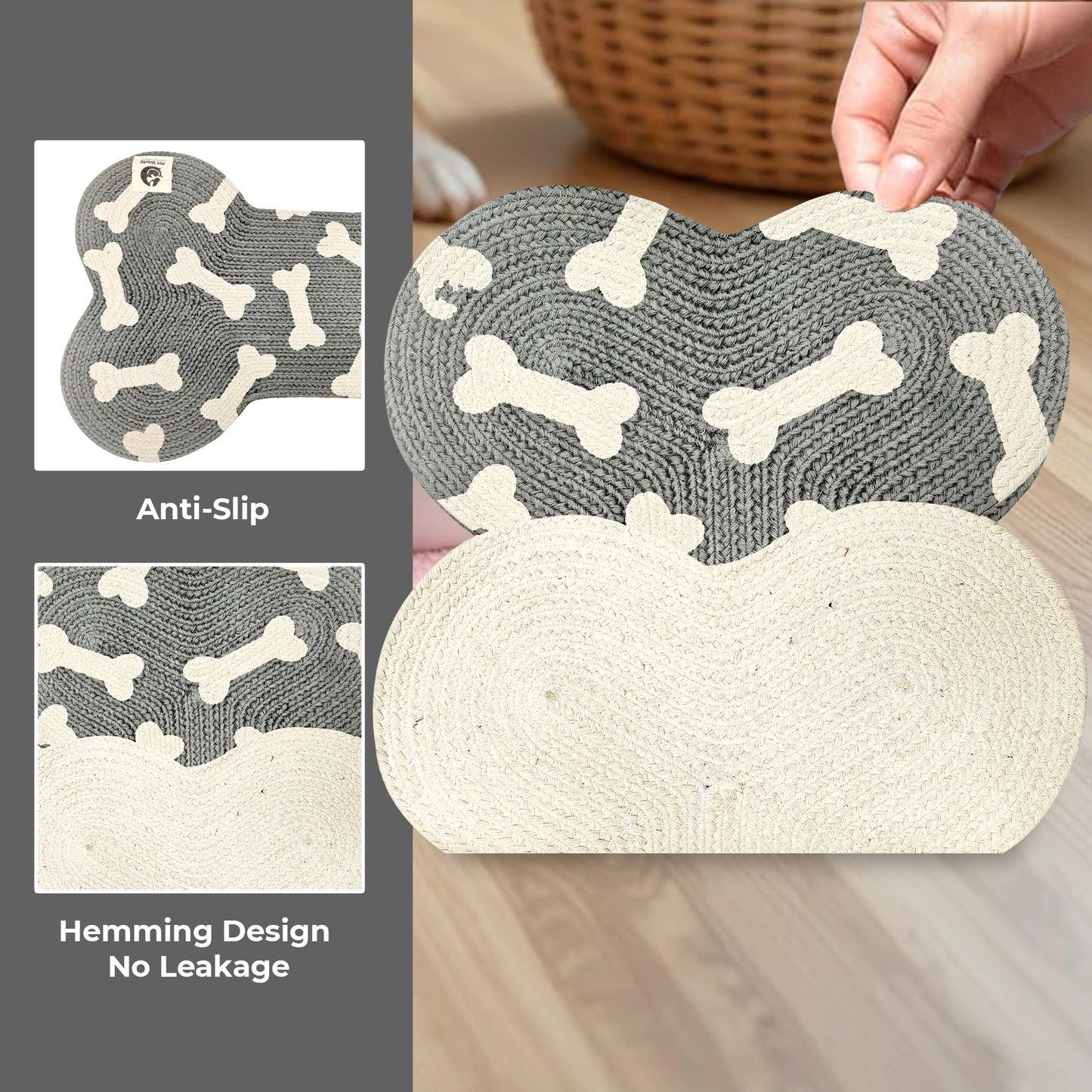 Tailworld Bone Shape Cotton pet mat- bones