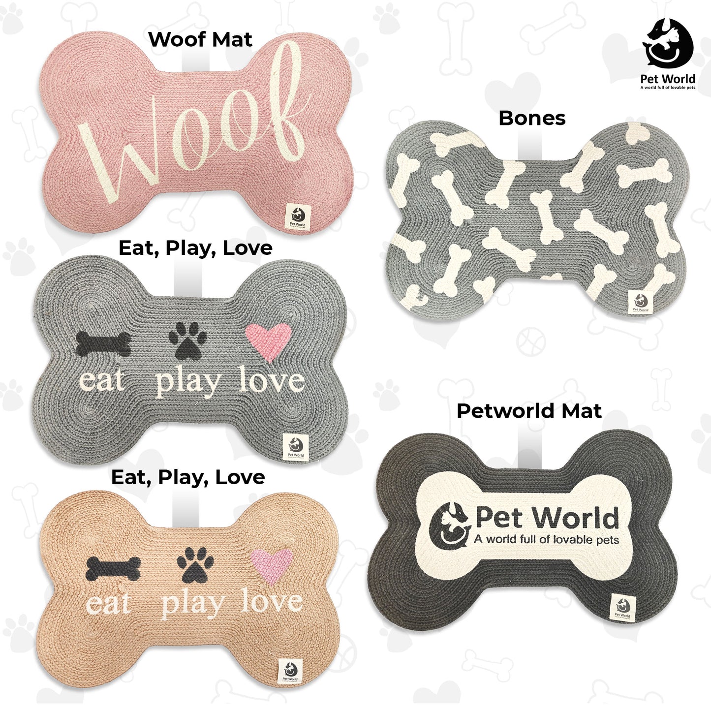 Tailworld Bone Shape Cotton pet mat- Woof