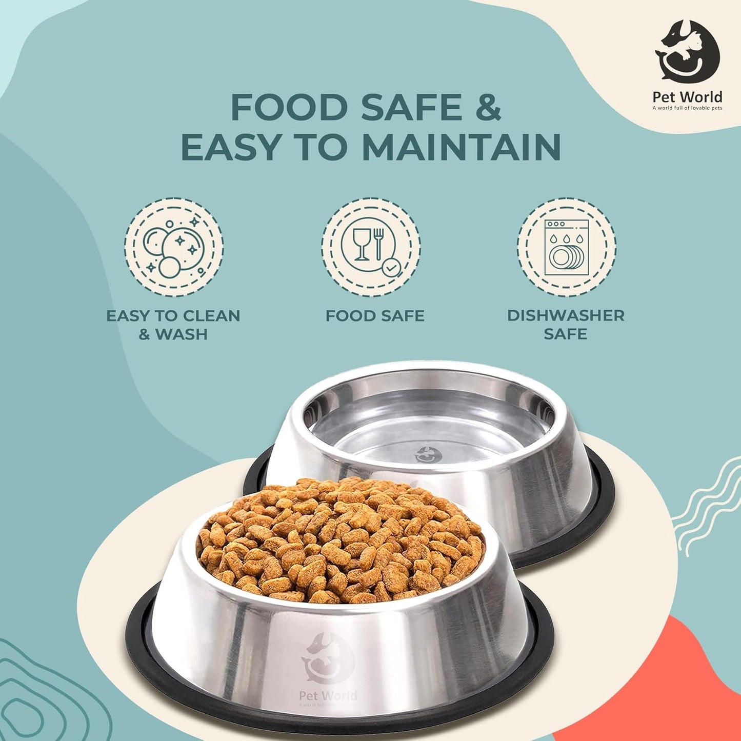 dog food and water bowl
