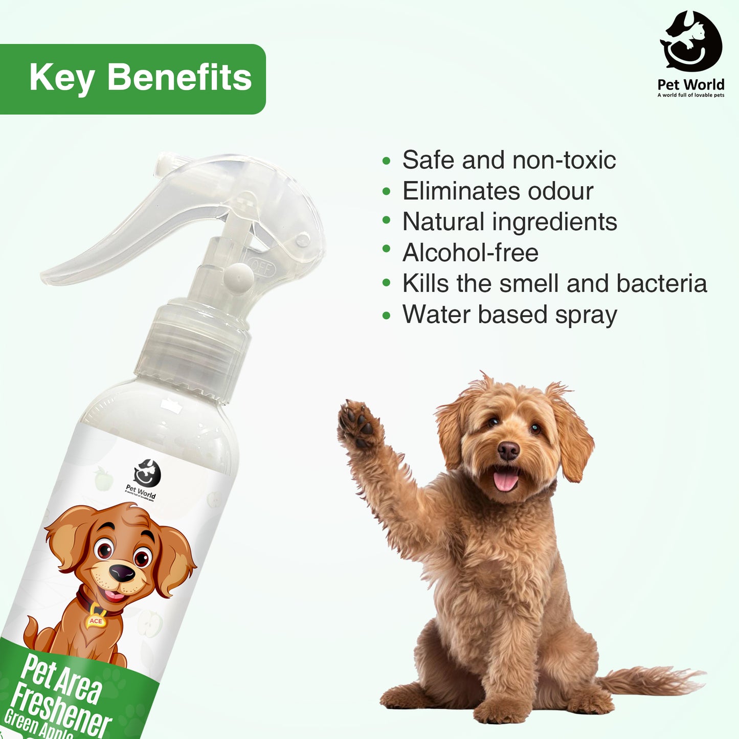 key advantage of pet area freshener - green apple fragrance