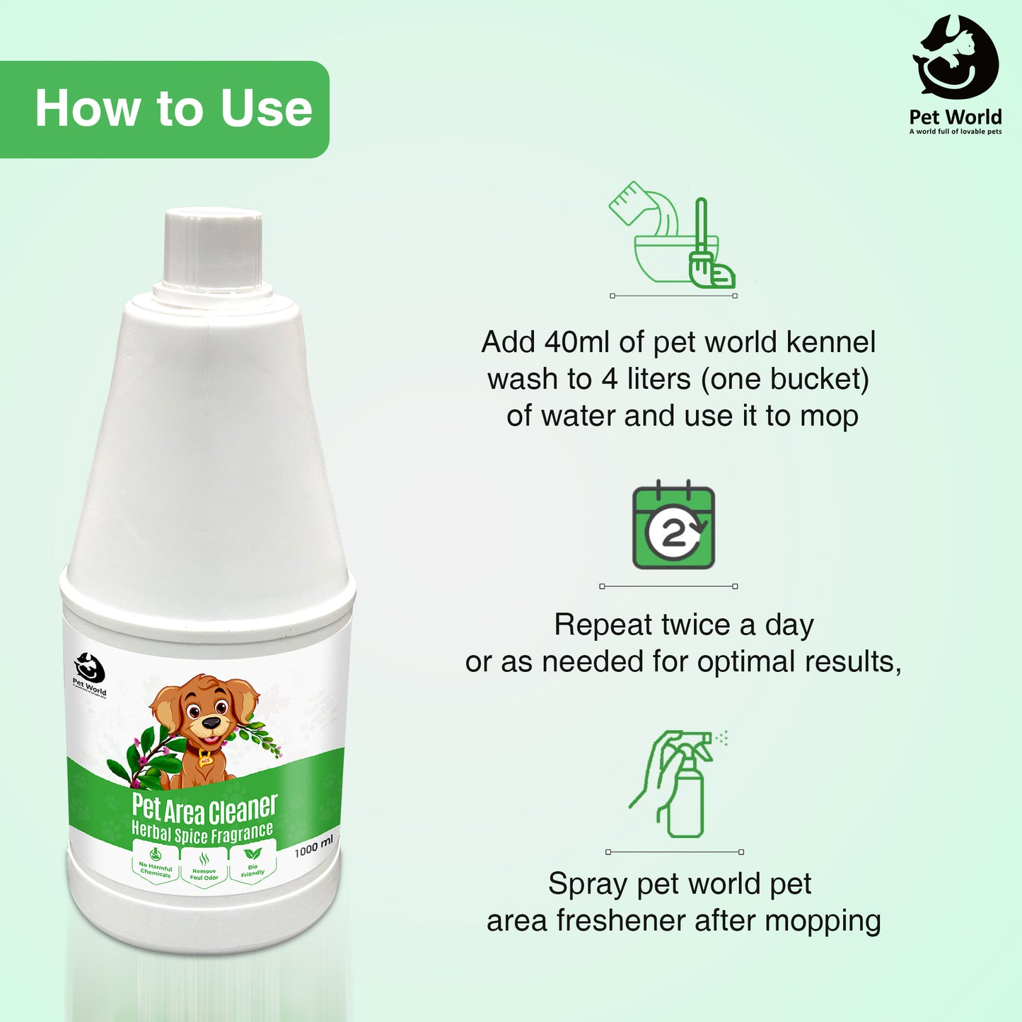 How to use pet area cleaner