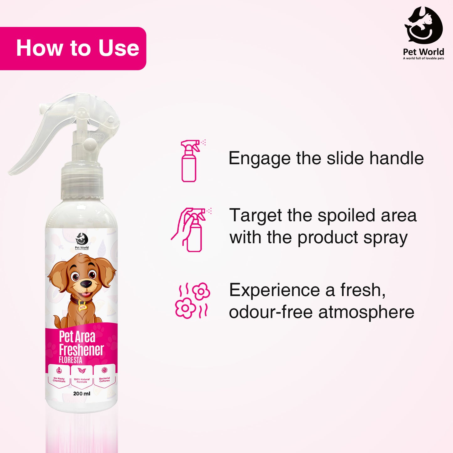 use pet area freshener with fragrance of floresta