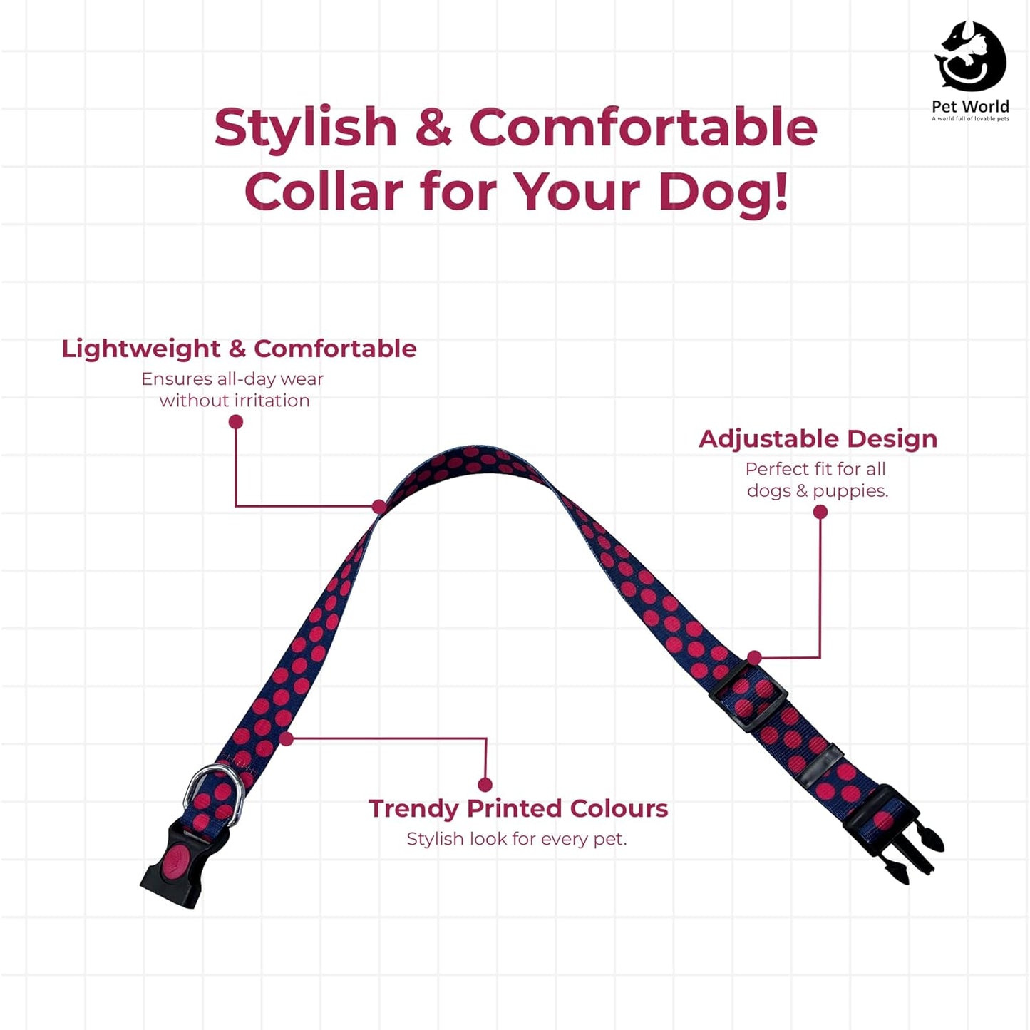 Tailworld Adjustable Dog Printed Collar