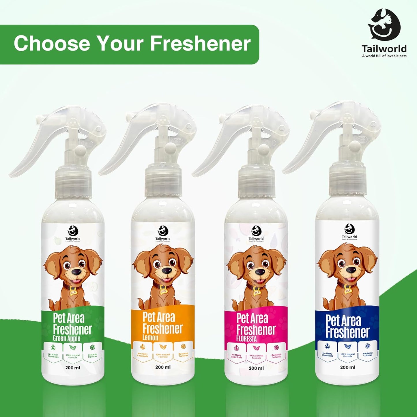 Tailworld Pet Area Freshener with Fragrance of Green Apple (200ml)