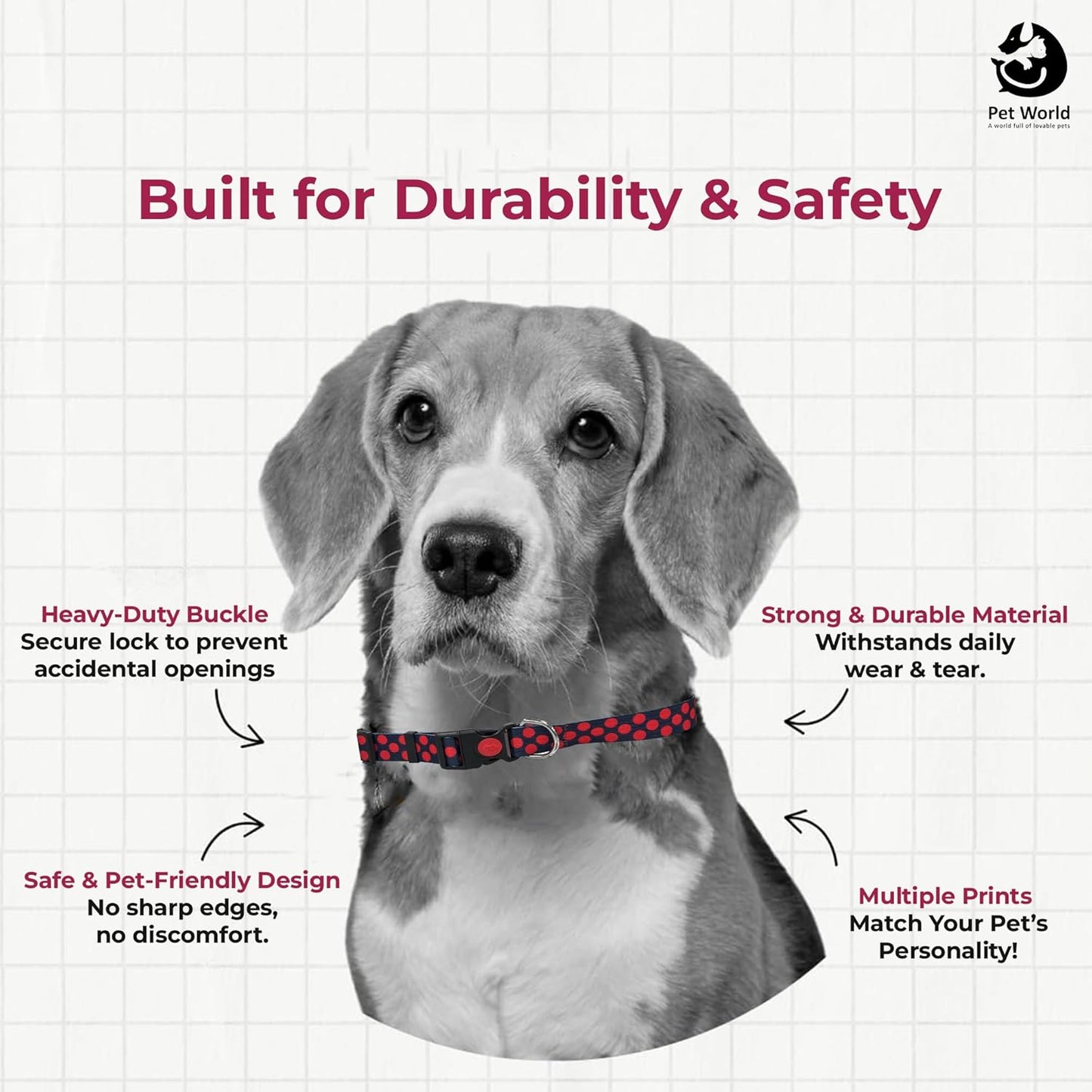 Tailworld Adjustable Dog Printed Collar