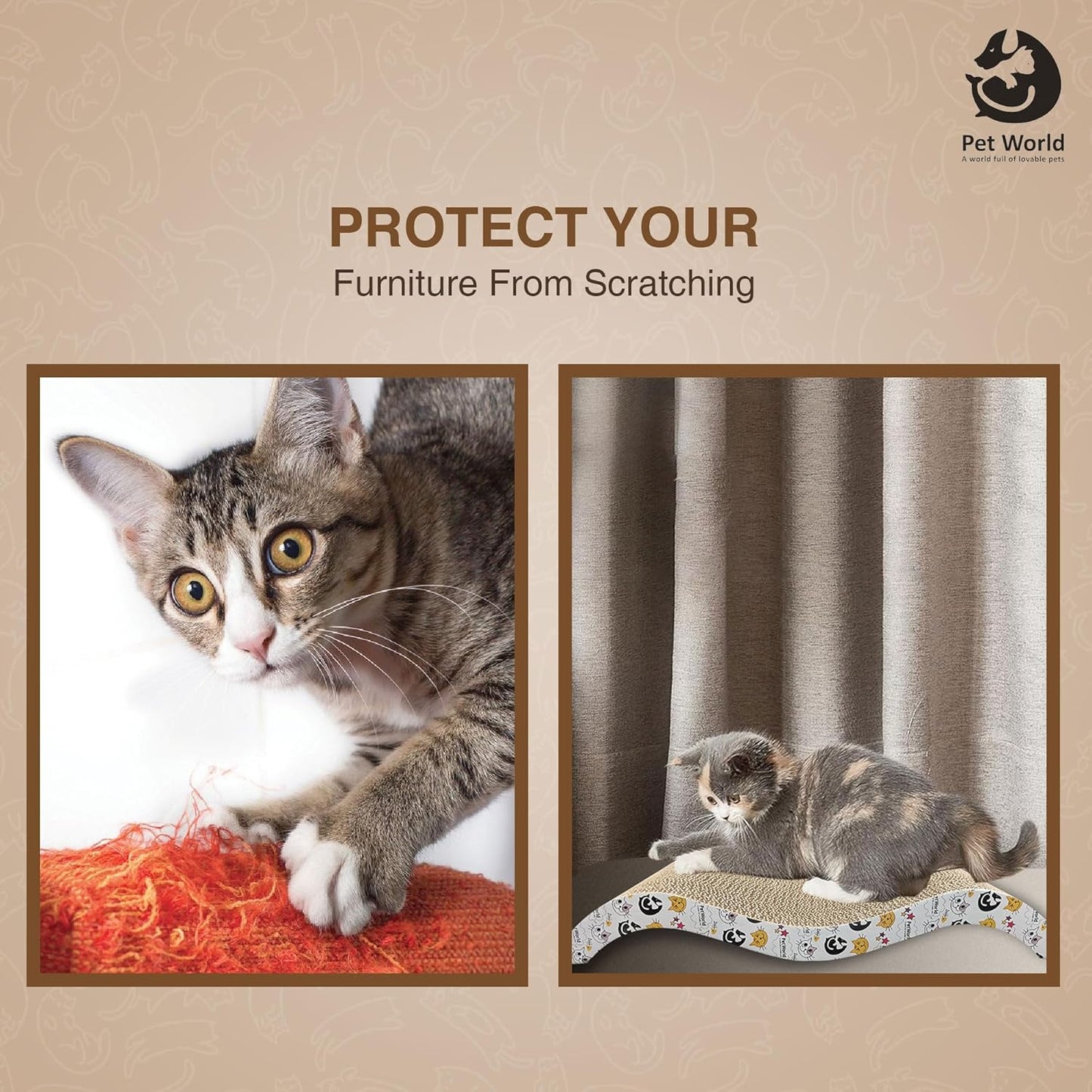 Tailworld Cat Scratcher Double Wave with Catnip