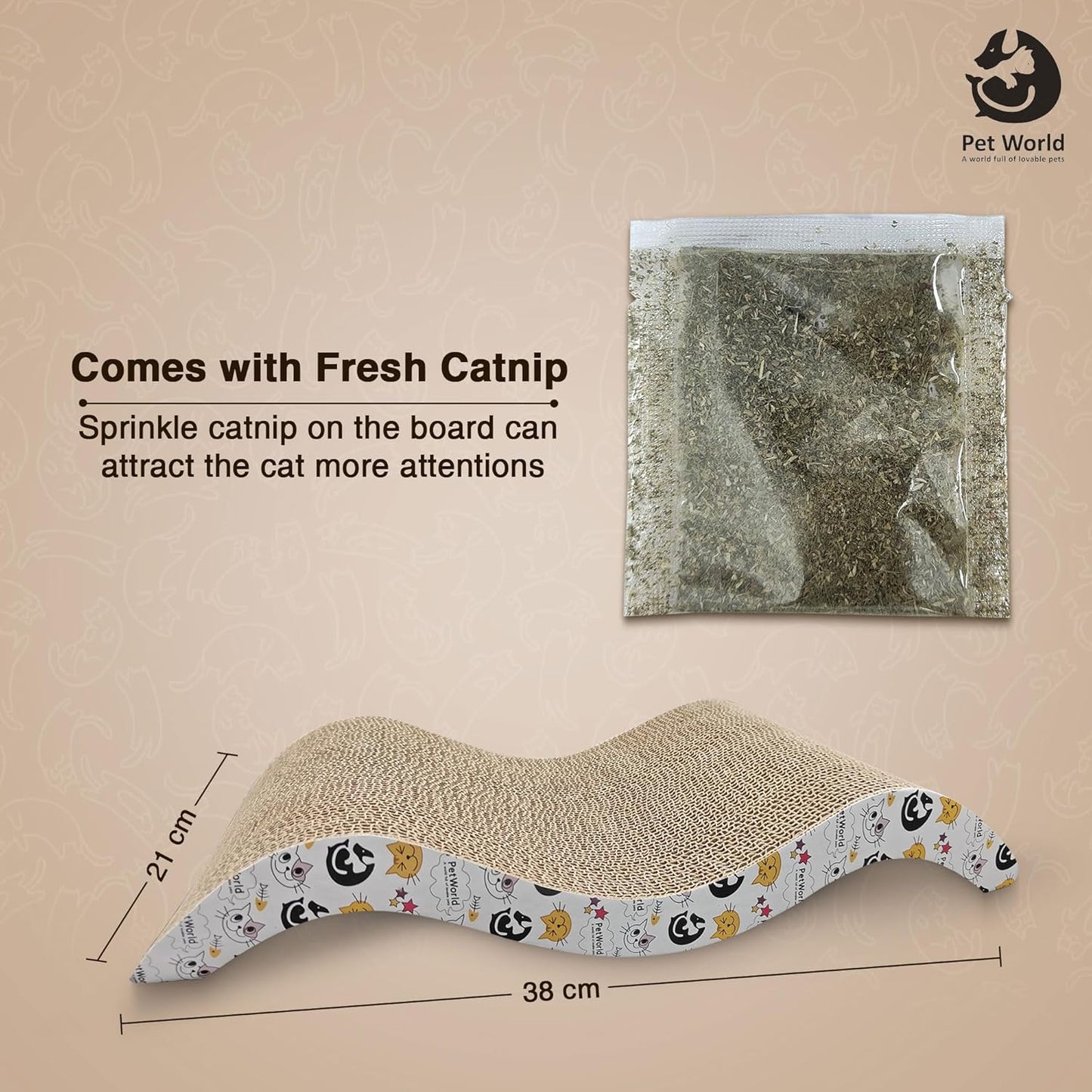 Tailworld Cat Scratcher Double Wave with Catnip
