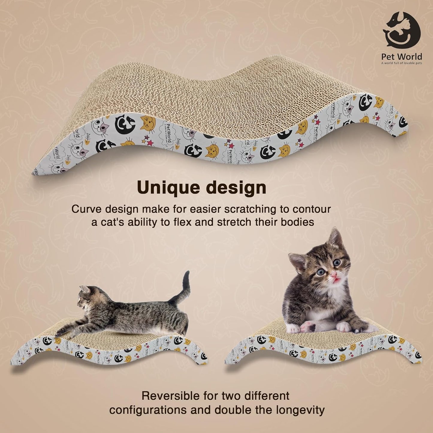 Tailworld Cat Scratcher Double Wave with Catnip