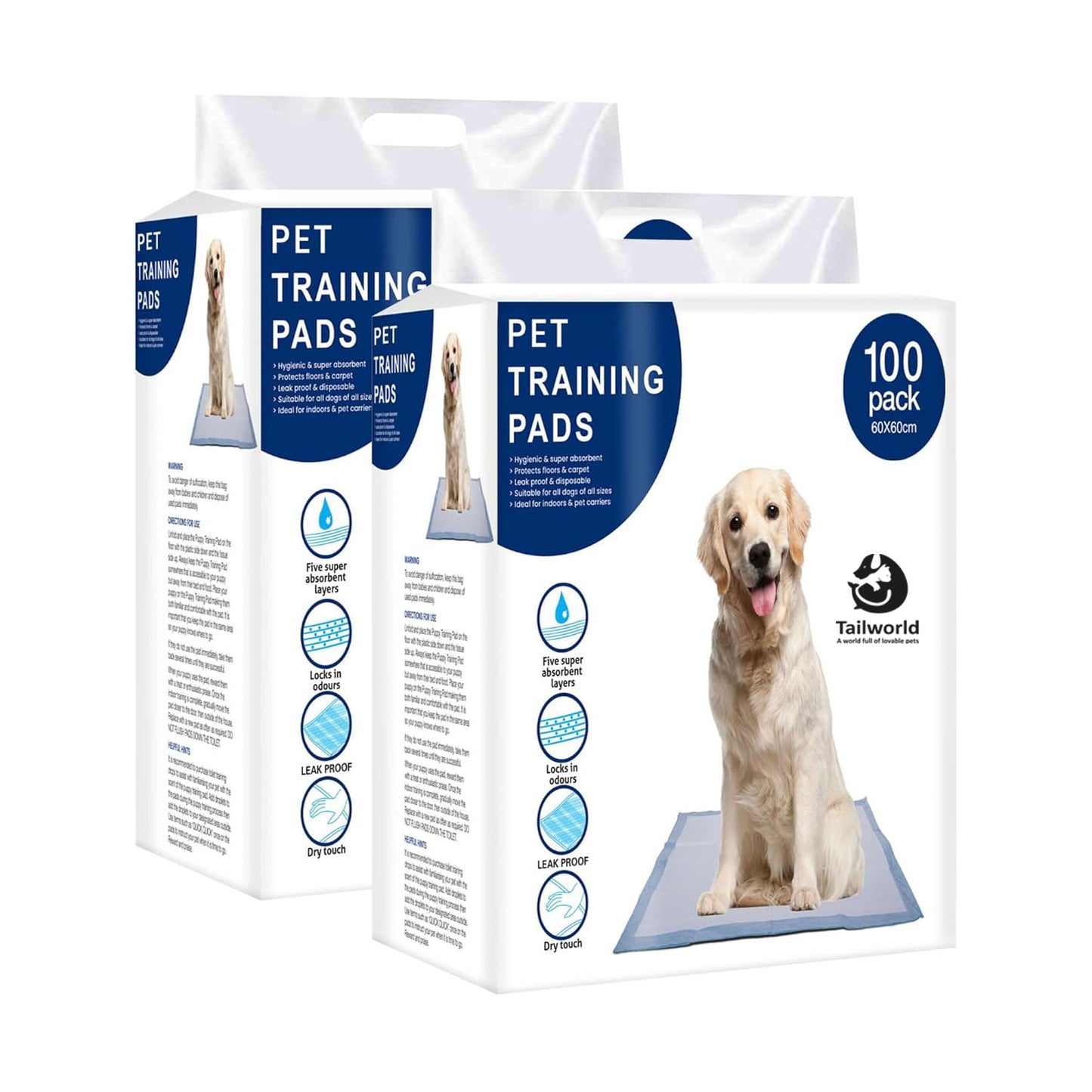 Tailworld Dog Training Pads - Pack of 100 (60 X 60 cm)