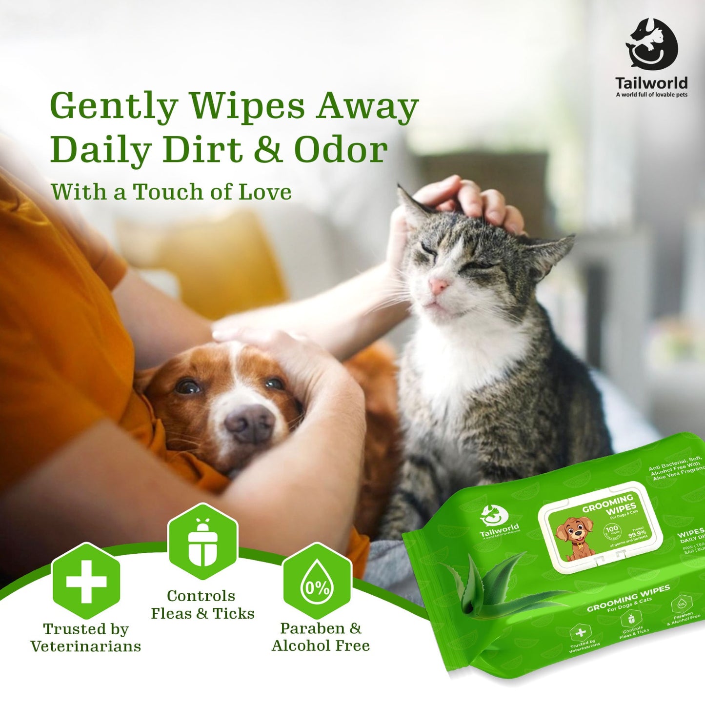 Tailworld Grooming Pet Wet Wipes
