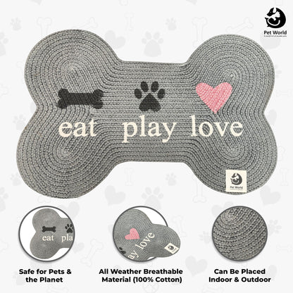 Tailworld Bone Shape Cotton pet mat- eat, play, love