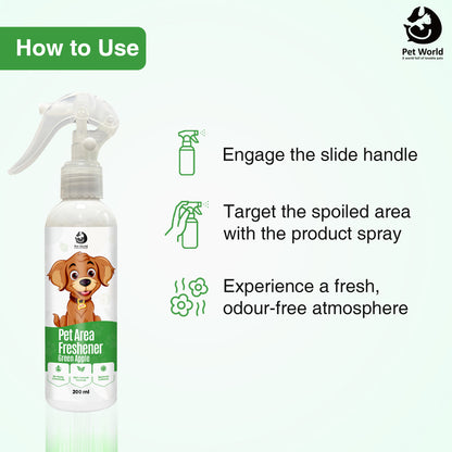 how to use pet pet area freshener - green apple fragrance