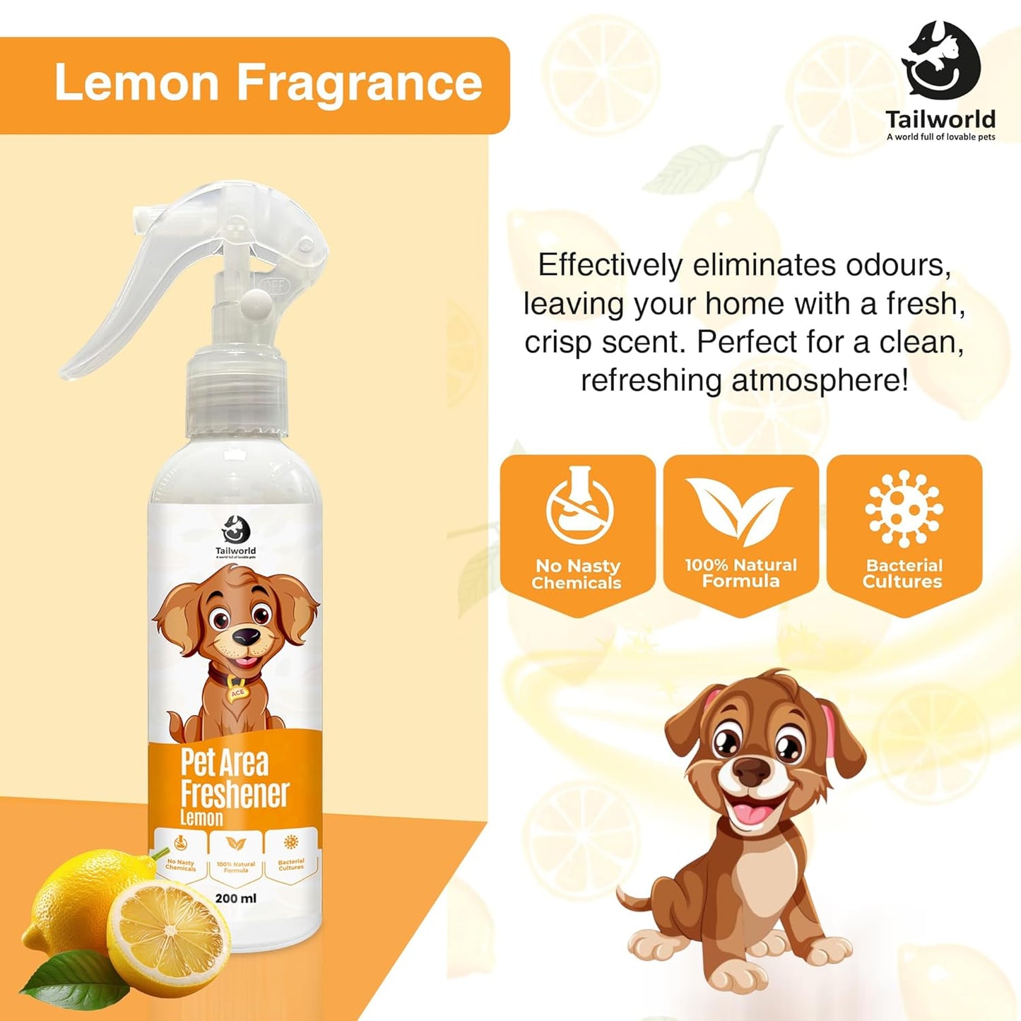 Tailworld Pet Area Freshener with Fragrance of Lemon (200ml)