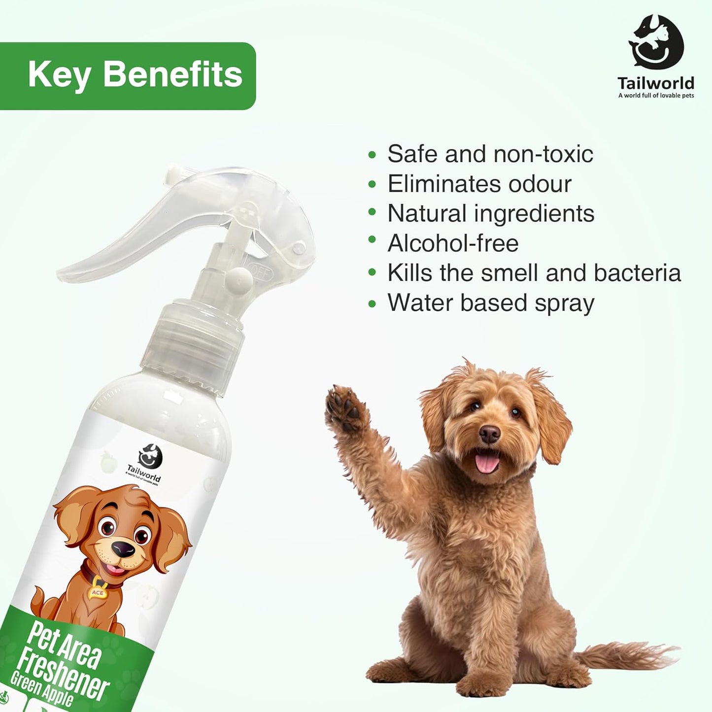 Tailworld Pet Area Freshener with Fragrance of Green Apple (200ml)
