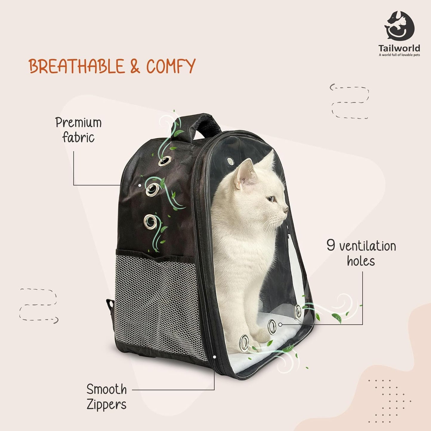 Tailworld Portable Pet Carrier Backpack