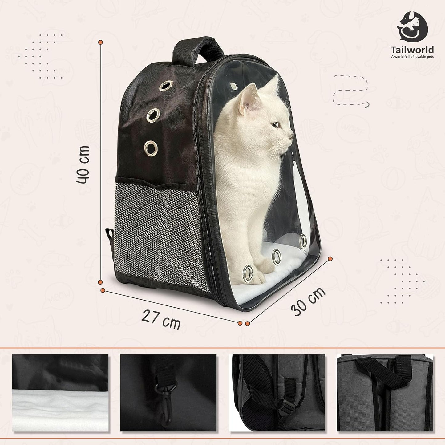 Tailworld Portable Pet Carrier Backpack