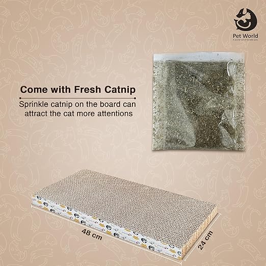 Tailworld Cat Scratcher with Straight Shape & 10ML Catnip (48x24x5)