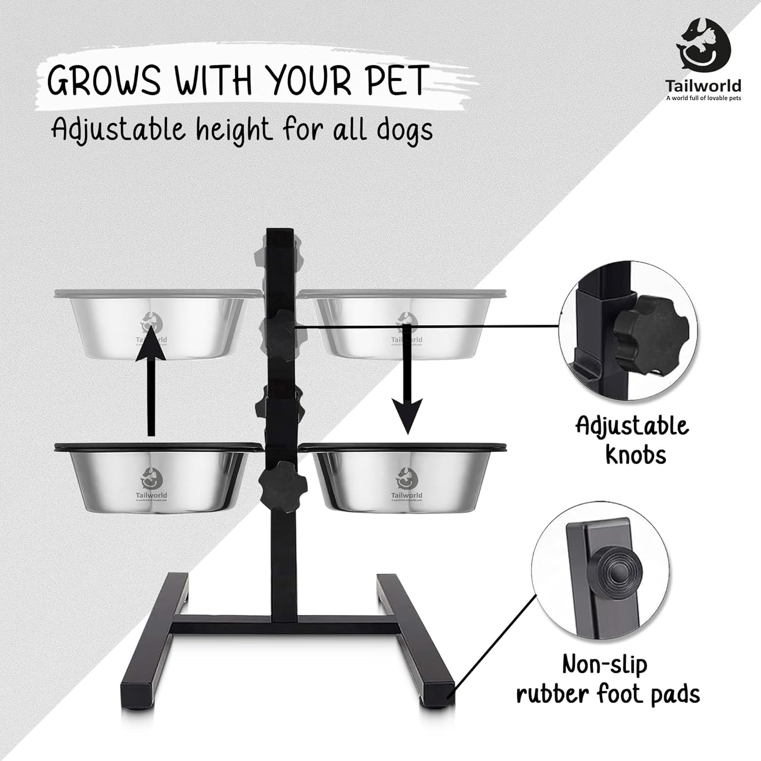 adjustable dog bowls with stand