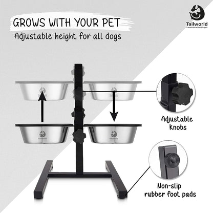 adjustable dog bowls with stand