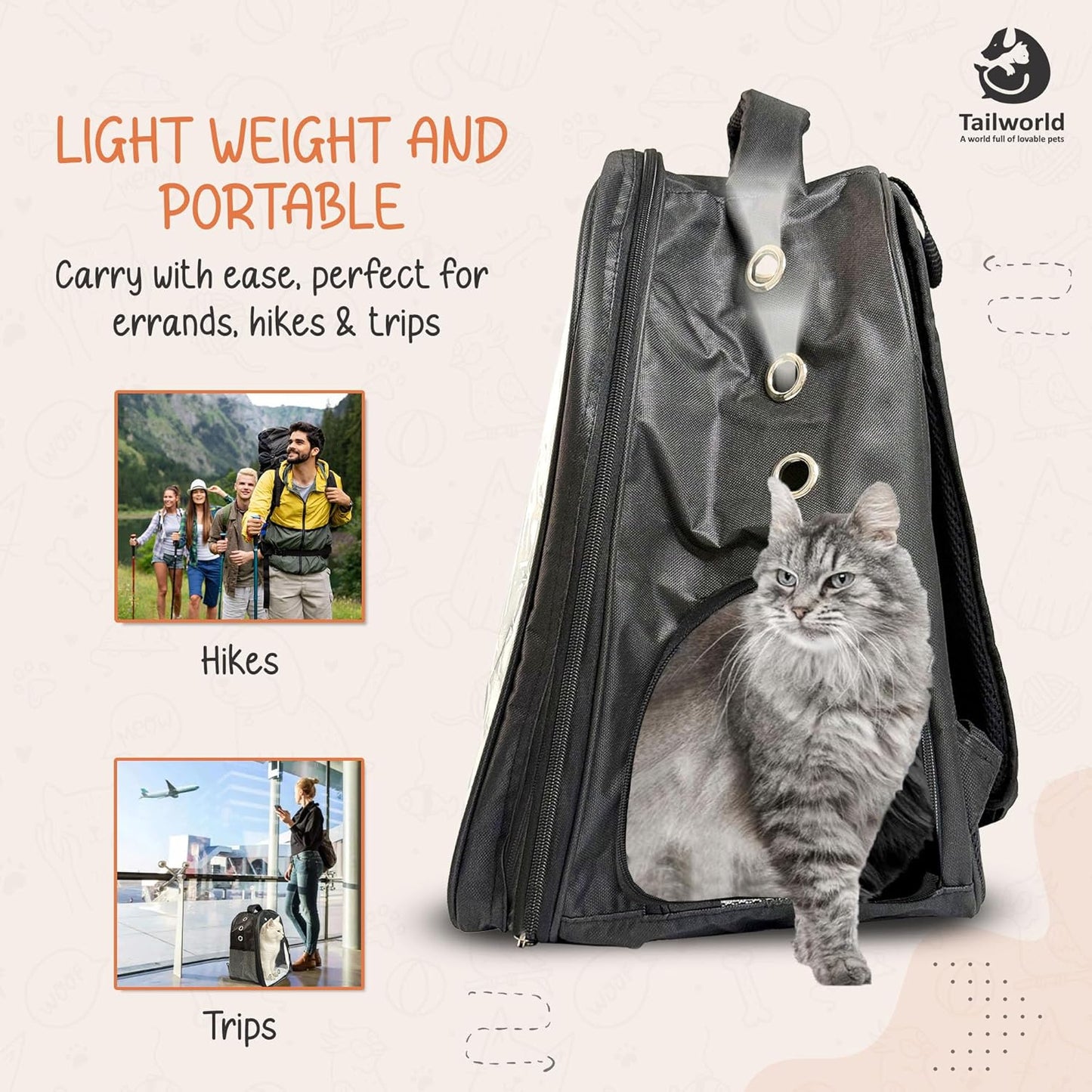 Tailworld Portable Pet Carrier Backpack