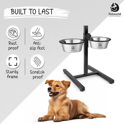durable dog food bowl with stand