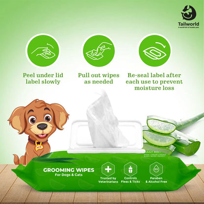 Tailworld Grooming Pet Wet Wipes